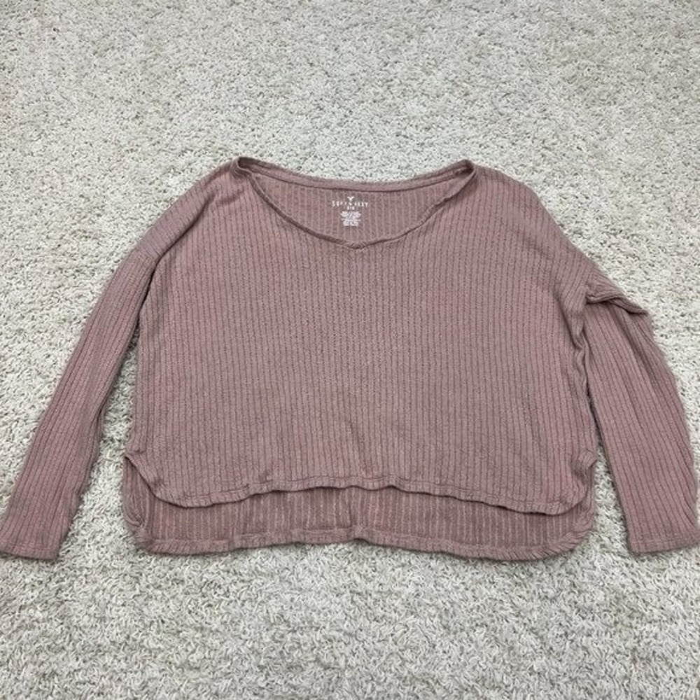 American Eagle Soft & Sexy Ribbed Sweater Womens Small Pink Oversized Knit
